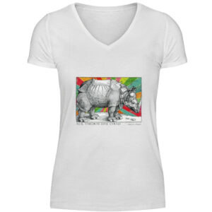 Echte Einhörner haben Kurven - V-Neck Damenshirt-3