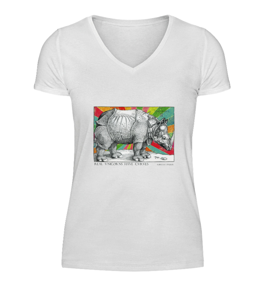 Echte Einhörner haben Kurven - V-Neck Damenshirt-3